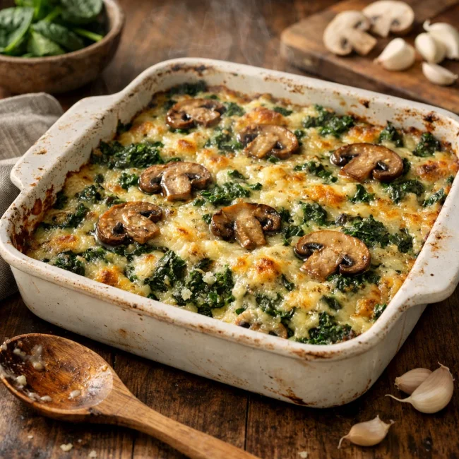 Savory Spinach & Mushroom Gluten-Free Casserole