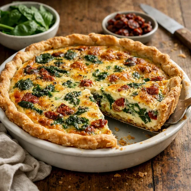 Savory Spinach & Sun-Dried Tomato Quiche