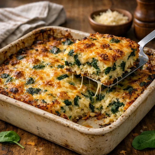 Savory Spinach and Cheese Hash Brown Casserole