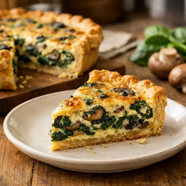 Savory Spinach and Mushroom Quiche