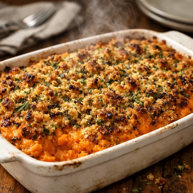 Savory Sweet Potato Casserole with Herb Crust