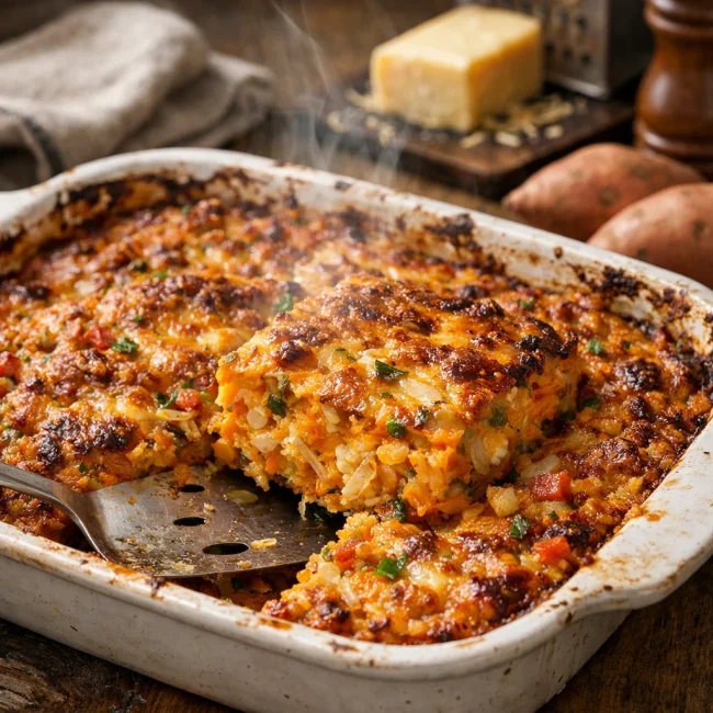 Savory Sweet Potato Hash Brown Casserole