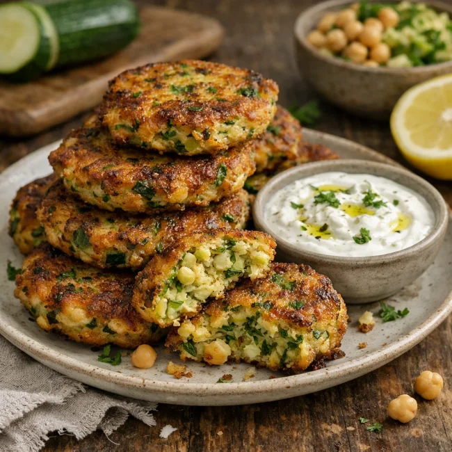 Savory Zucchini and Chickpea Fritters