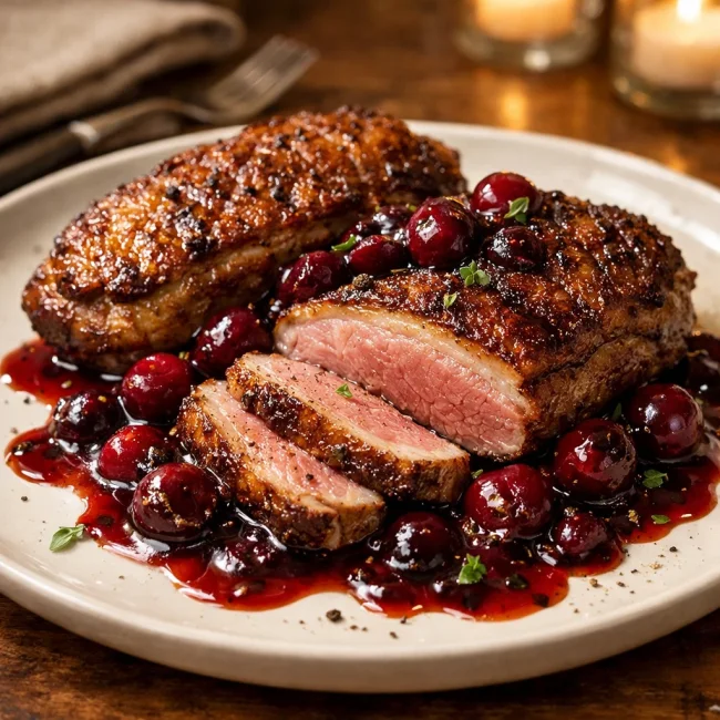 Seared Duck Breast with Cherry Sauce