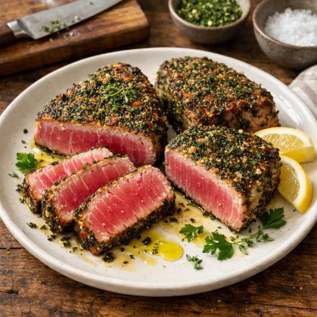 Seared Herb-Crusted Tuna Steaks