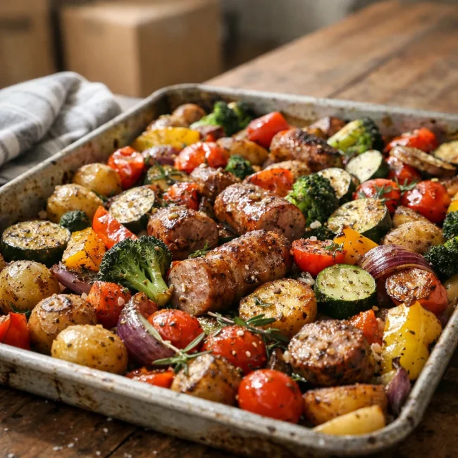 Sheet Pan Veggie and Sausage Bake