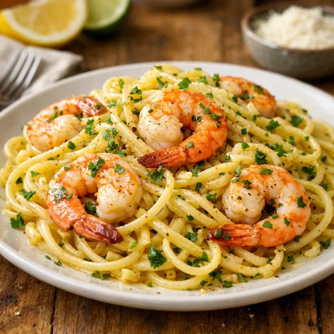 Shrimp Scampi with Lemon-Lime Zest Linguine