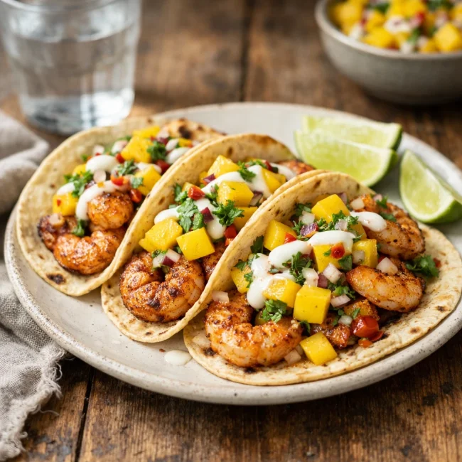 Shrimp Tacos with Mango Salsa