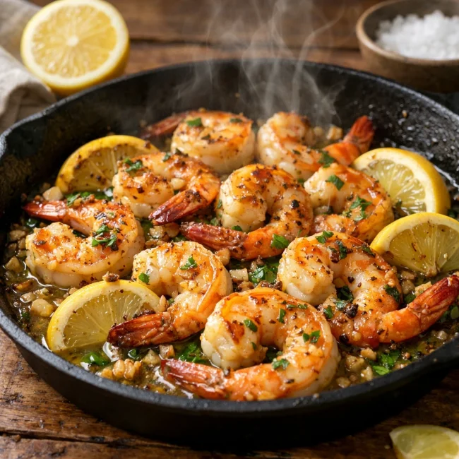 Sizzling Garlic Lemon Shrimp