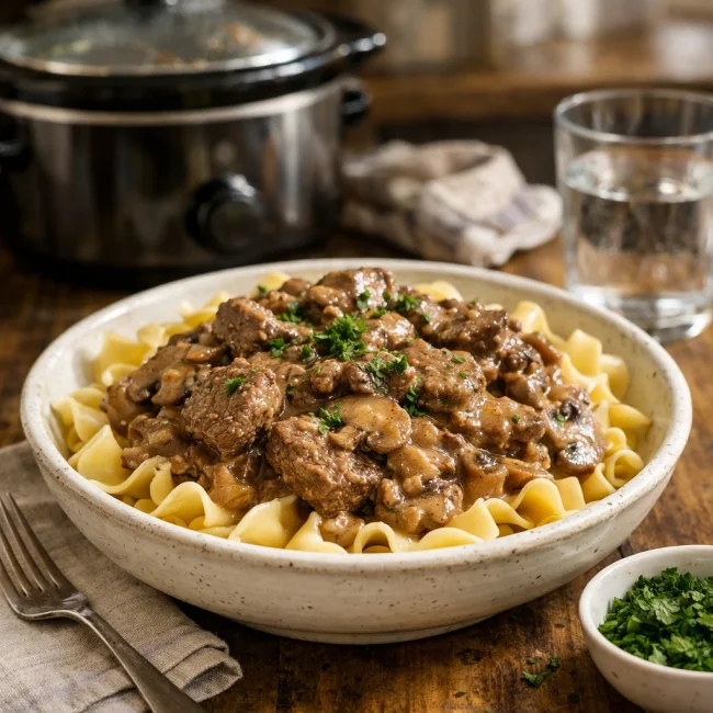 Slow Cooker Beef Stroganoff