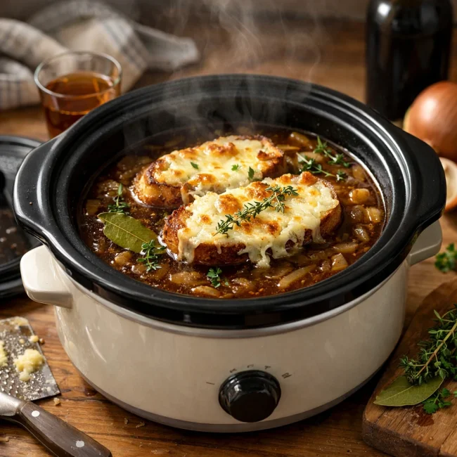 Slow Cooker Herb-Infused French Onion Soup