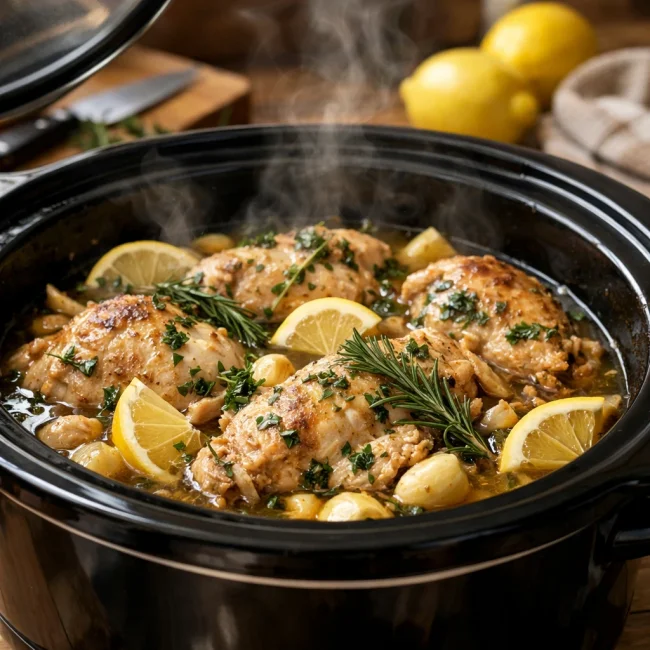 Slow Cooker Herb-Infused Lemon Garlic Chicken