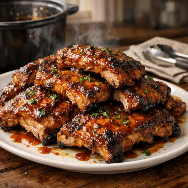Slow Cooker Honey Mustard BBQ Ribs