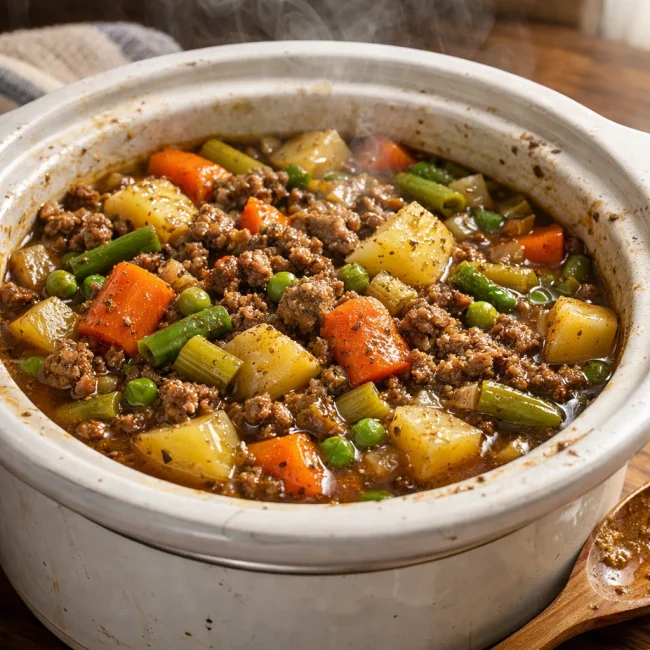 Slow Cooker Savory Beef and Veggie Medley