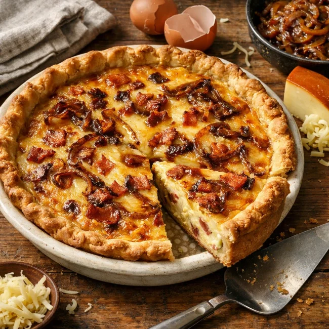 Smoked Gouda Quiche Lorraine with Caramelized Onions