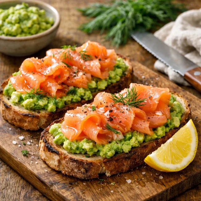 Smoked Salmon and Avocado Tartines