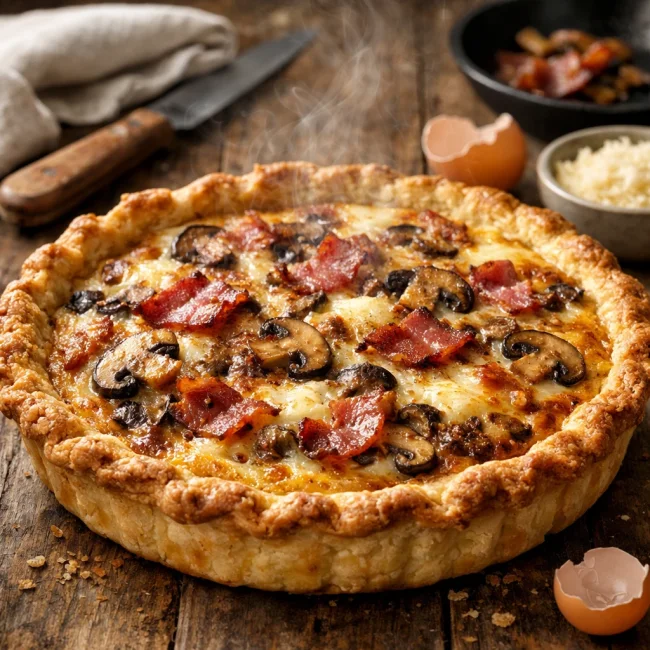 Smoky Bacon Mushroom Quiche