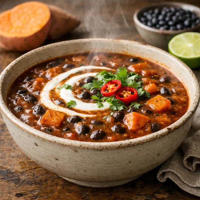 Smoky Black Bean Sweet Potato Soup