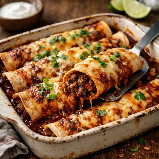 Smoky Chipotle Ground Beef Enchiladas