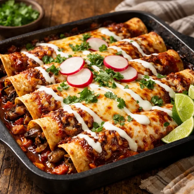 Smoky Chipotle Mushroom Enchiladas