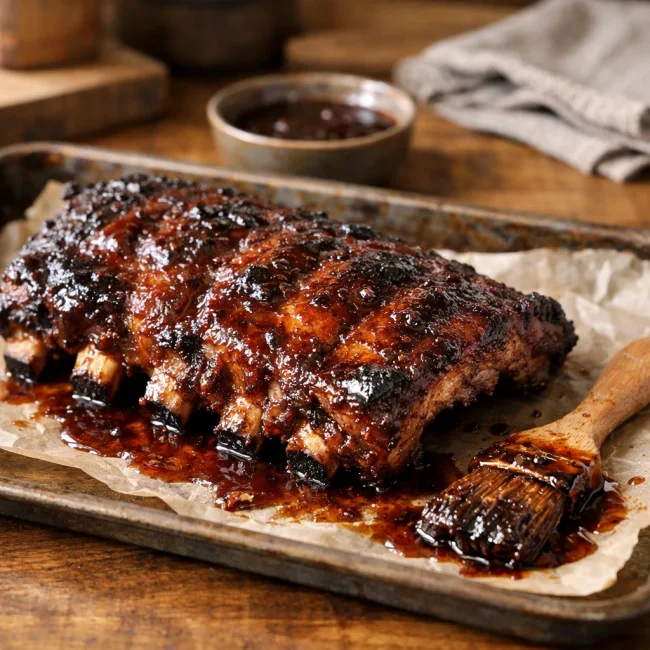 Smoky Maple Bourbon Oven Baked Ribs