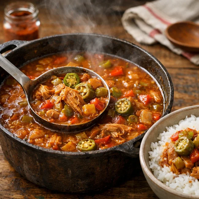 Smoky Vegan Jackfruit Gumbo