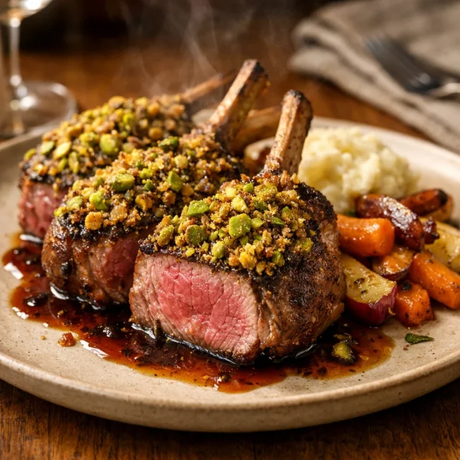 Sous Vide Lamb Chops with Pistachio Crust