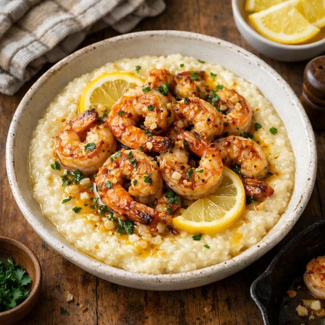 Southern Lemon-Garlic Shrimp and Grits