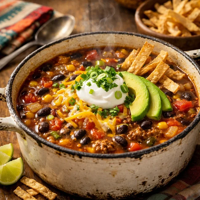Southwest Black Bean Taco Soup
