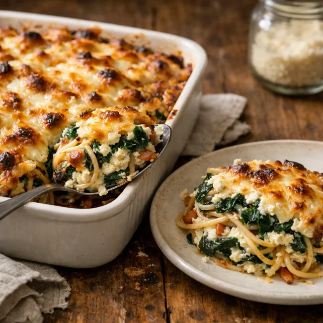 Spaghetti al Forno with Spinach and Ricotta