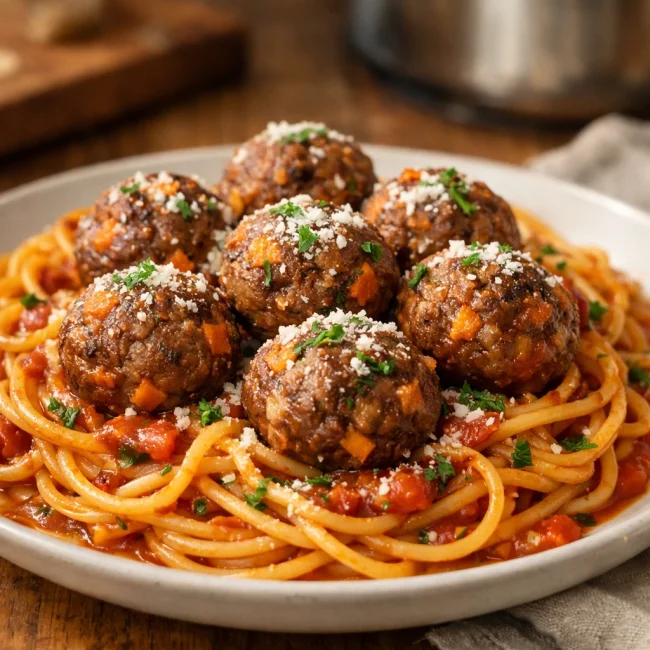 Spaghetti and Sweet Potato Meatballs