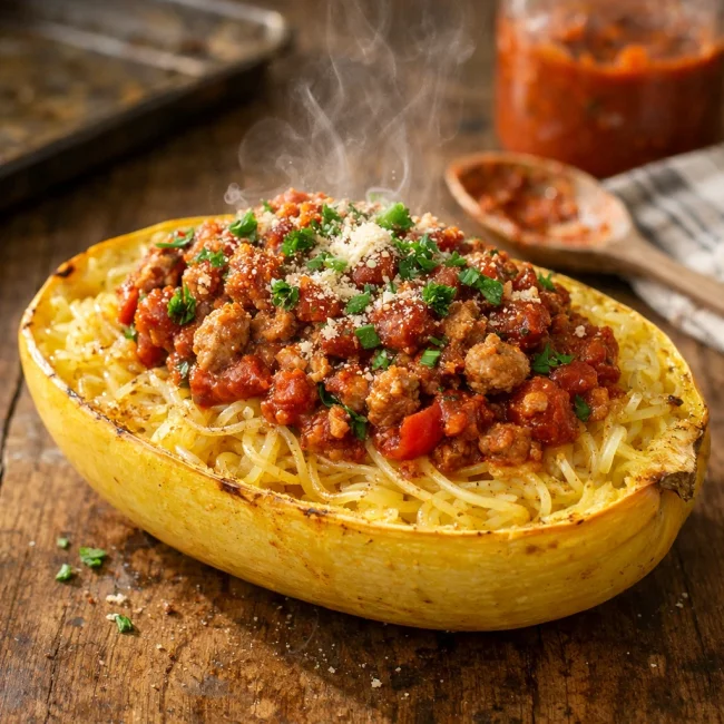 Spaghetti Squash with Turkey Marinara
