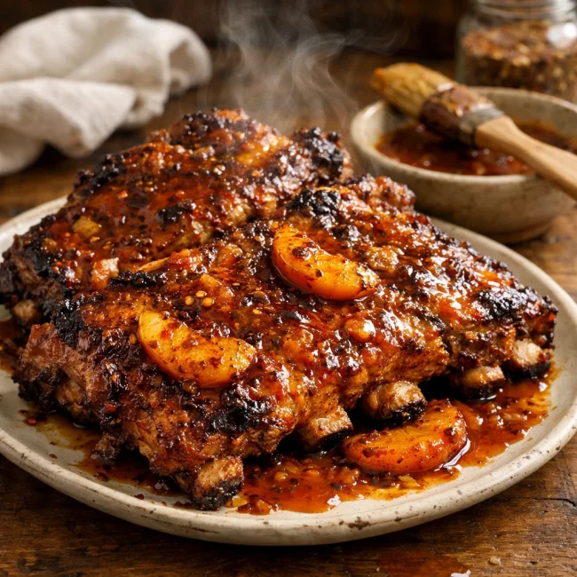 Spice-Infused Peach Glazed Pork Ribs