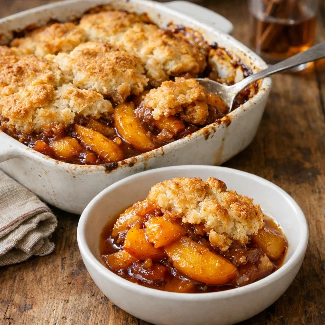 Spiced Bourbon Peach Cobbler