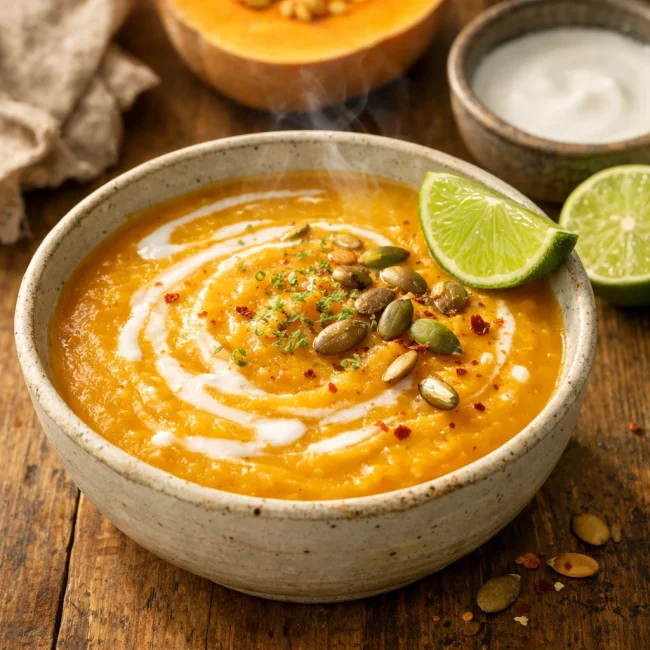 Spiced Butternut Squash Soup with Coconut and Lime