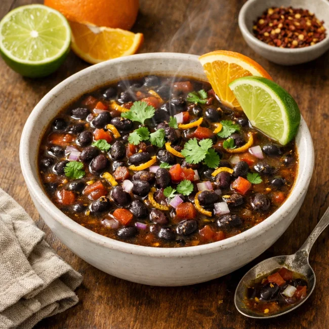 Spiced Citrus Black Bean Soup