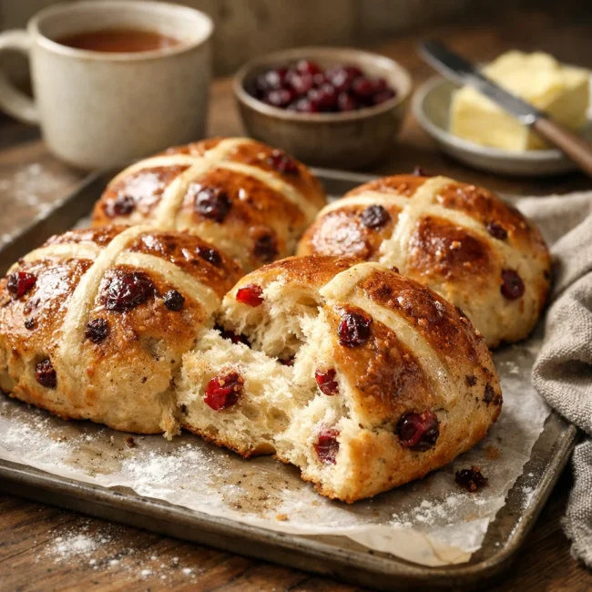 Spiced Cranberry Hot Cross Buns