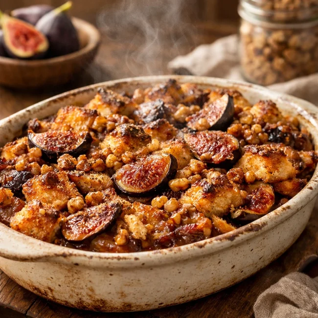 Spiced Fig & Walnut Bread Pudding