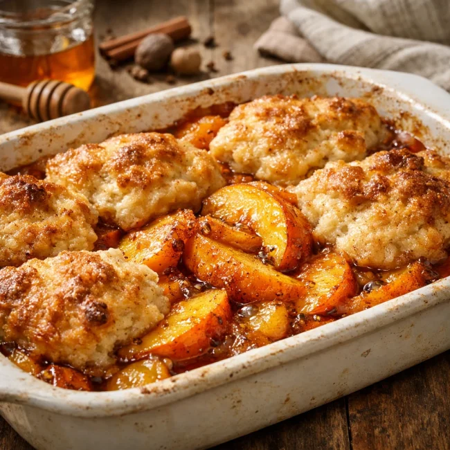 Spiced Honey Peach Cobbler