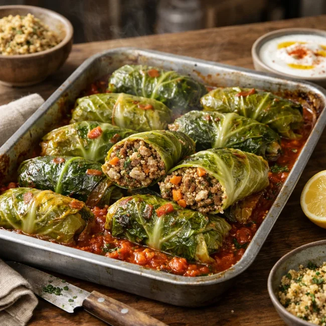 Spiced Lamb and Quinoa Cabbage Rolls