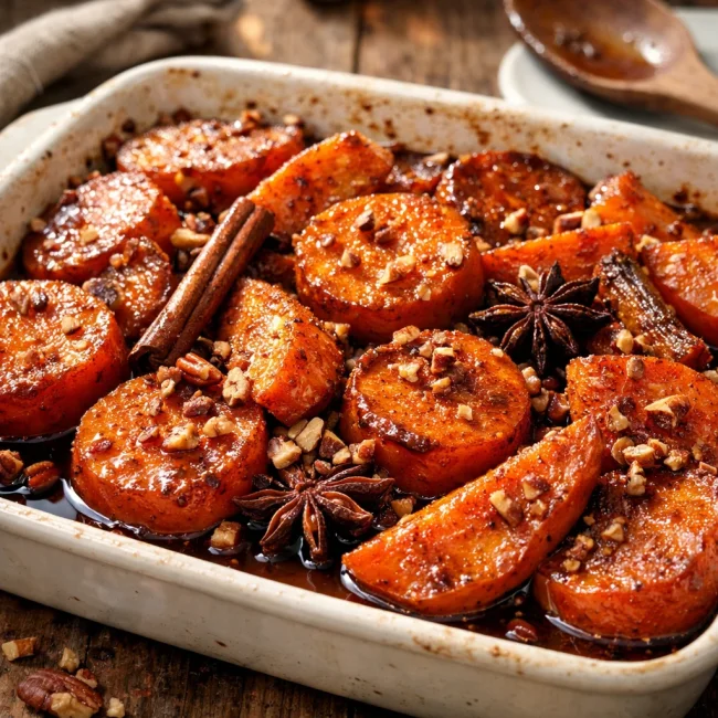 Spiced Maple Candied Sweet Potatoes