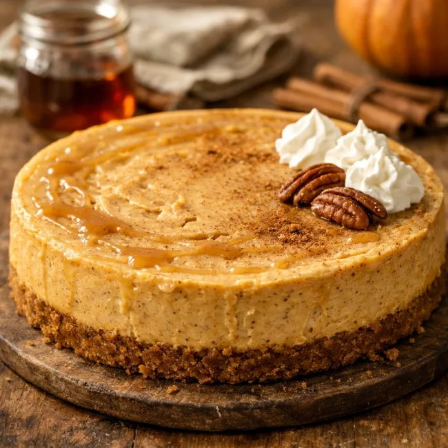 Spiced Maple Pumpkin Cheesecake