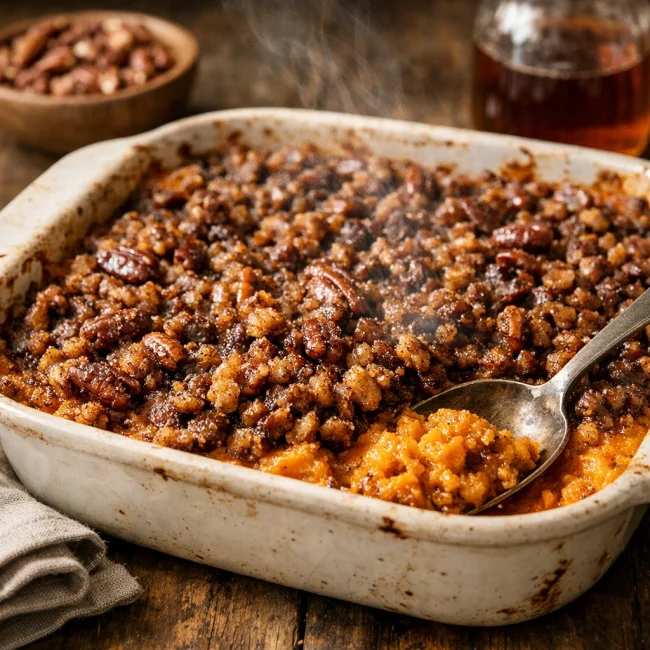 Spiced Maple Sweet Potato Casserole