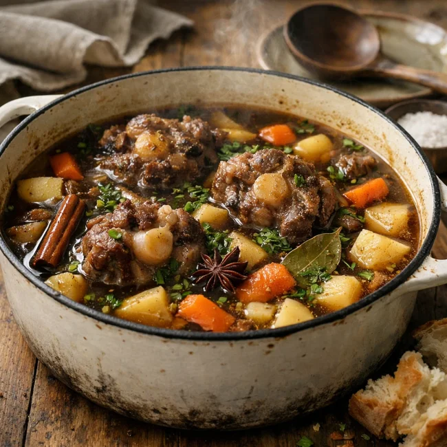 Spiced Oxtail and Root Vegetable Soup