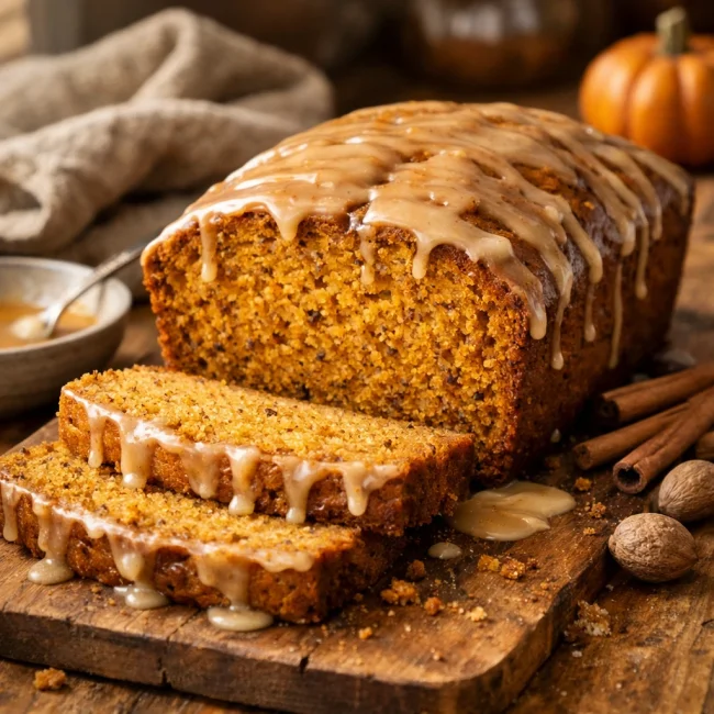Spiced Pumpkin Bread with Maple Glaze