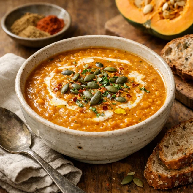 Spiced Pumpkin Lentil Soup