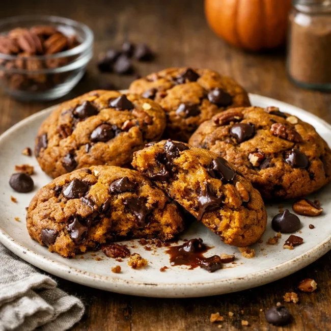 Spiced Pumpkin Pecan Chocolate Chip Cookies