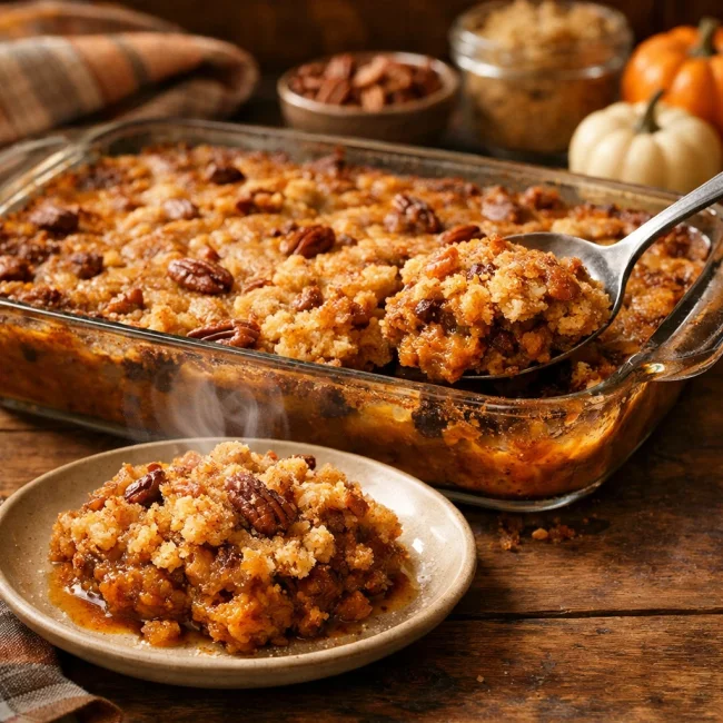 Spiced Pumpkin Pecan Dump Cake
