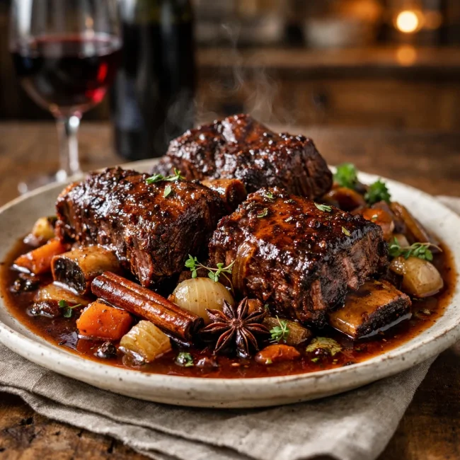 Spiced Red Wine Braised Beef Short Ribs