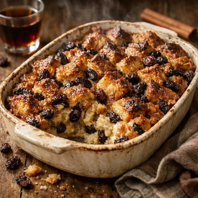 Spiced Rum Raisin Bread Pudding